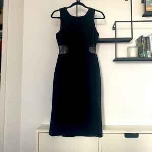 JAYGODFREY Midi Bodycon Dress with Mesh Cutout